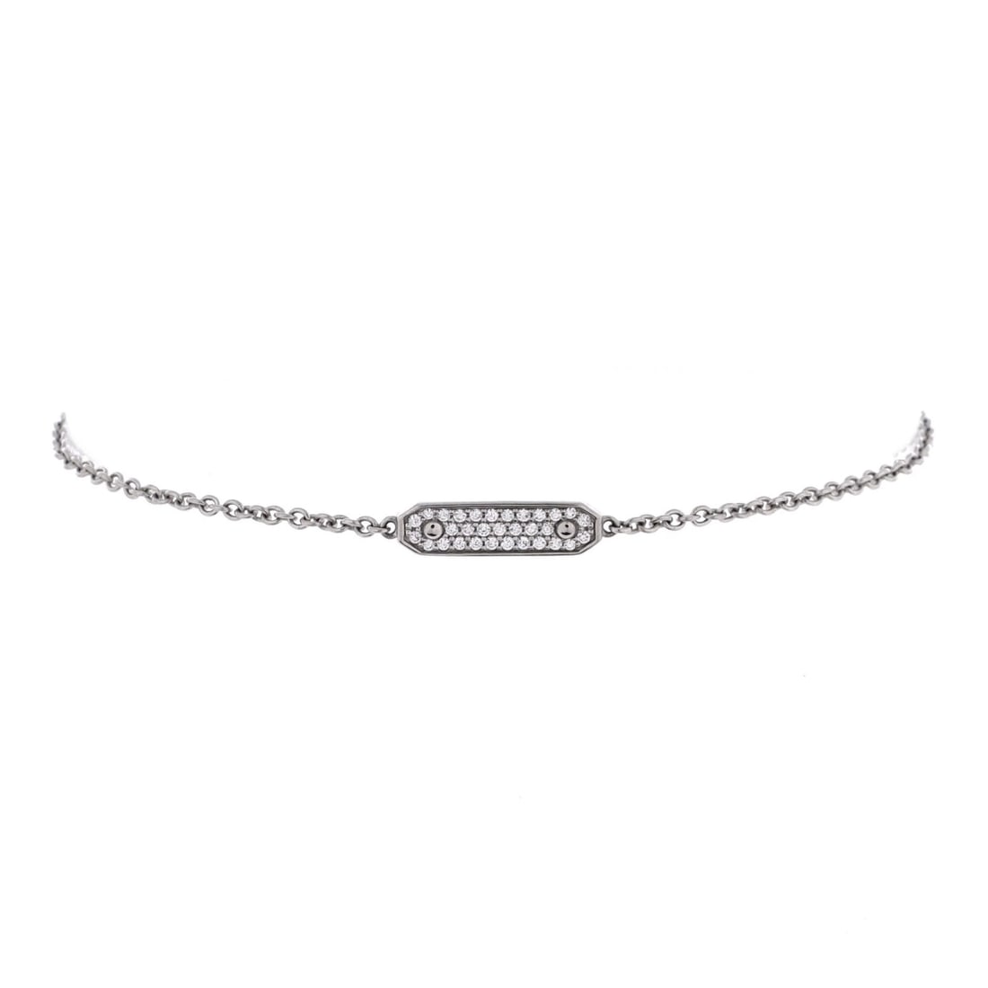 Tiffany & Co. Tag Chain Bracelet 18K White Gold and Diamonds: Tiffany & Co. Tag Chain Bracelet 18K White Gold and Diamonds 18K White Gold and Diamonds Tag Chain Bracelet from Tiffany & Co. - A classic design featuring a chain type bracelet with moderate wear