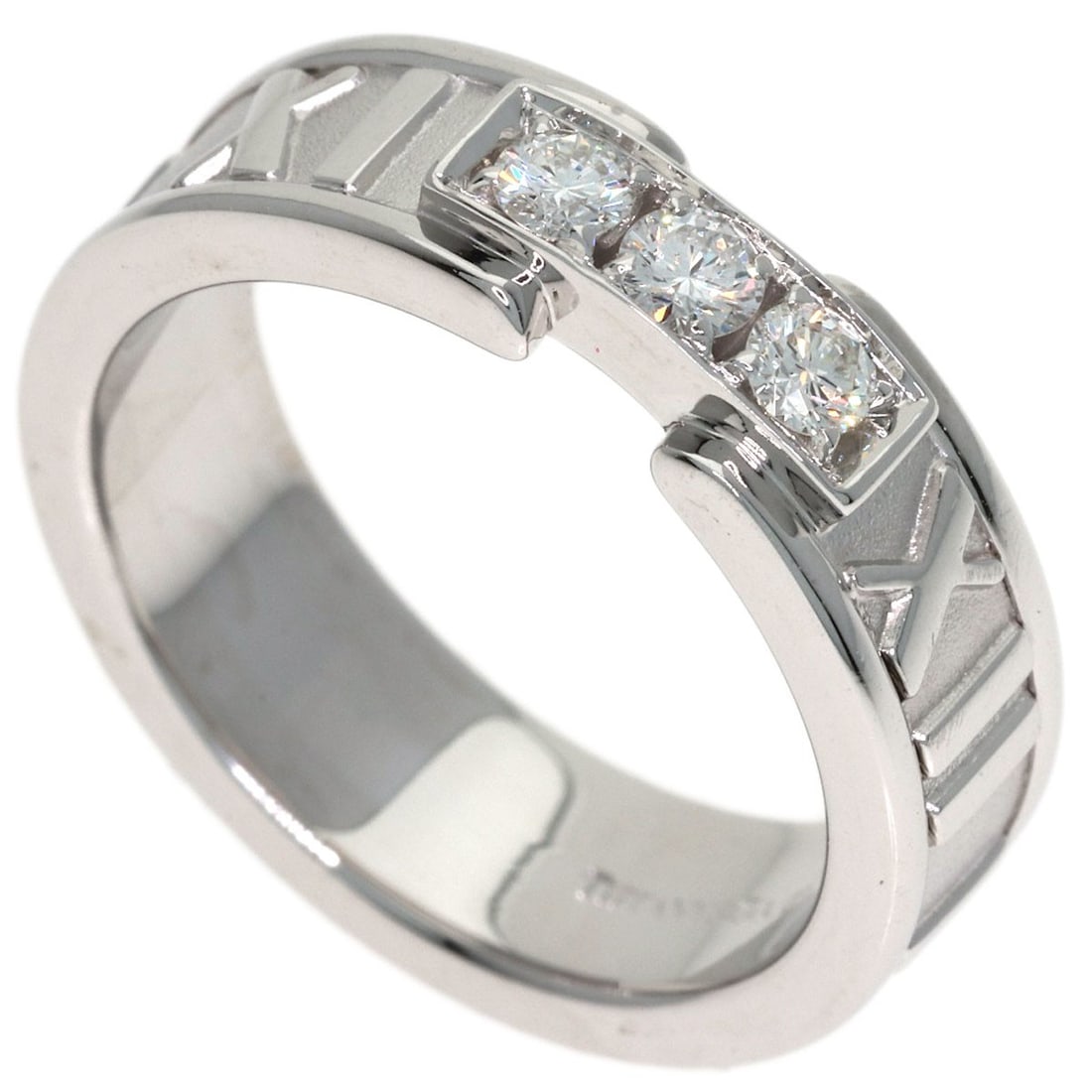 Atlas Diamond Ring by Tiffany & Co. K18 White Gold: Atlas Diamond Ring by Tiffany & Co. K18 White Gold K18 White Gold Diamond Ring by Tiffany & Co. stands out with its sleek design and striking silver metal exterior, adorned with a high-quality