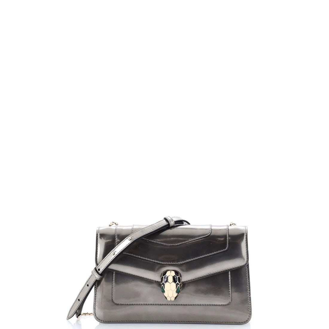 Bvlgari Serpenti Forever Shoulder Bag Metallic Leather Small: Bvlgari Serpenti Forever Shoulder Bag Metallic Leather Small The Bvlgari Serpenti Forever Shoulder Bag Metallic Leather Small is a striking metallic leather shoulder bag with a small size and sleek