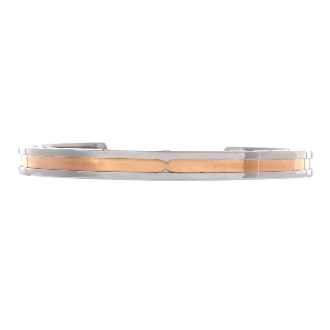 Bvlgari B.Zero1 Cuff Bracelet Stainless Steel and 18K Rose Gold: Bvlgari B.Zero1 Cuff Bracelet Stainless Steel and 18K Rose Gold Bvlgari B.Zero1 Cuff Bracelet Stainless Steel and 18K Rose Gold. This elegant cuff bracelet combines the timeless appeal of 18K rose