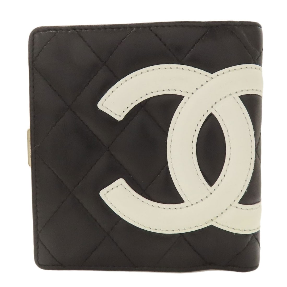 Chanel Cambon Line Silverhardware Bifold Wallet With Coin Pocket Calf: Chanel Cambon Line Silverhardware Bifold Wallet With Coin Pocket Calf Black calf bifold wallet with coin pocket, featuring silver hardware. The sleek design and classic style make it a timeless