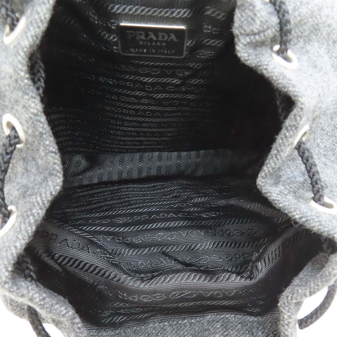 Logo Hardware Backpack Wool Daypack Prada - 5