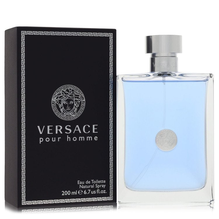 Versace Pour Homme by Versace Eau De Toilette Spray 6.7 oz: Versace Pour Homme by Versace Eau De Toilette Spray 6.7 oz Citruses, neroli, bergamot and petit grain top notes blend with hyacinth, clary sage, cedar and geranium middle notes for a unique aromatic/f