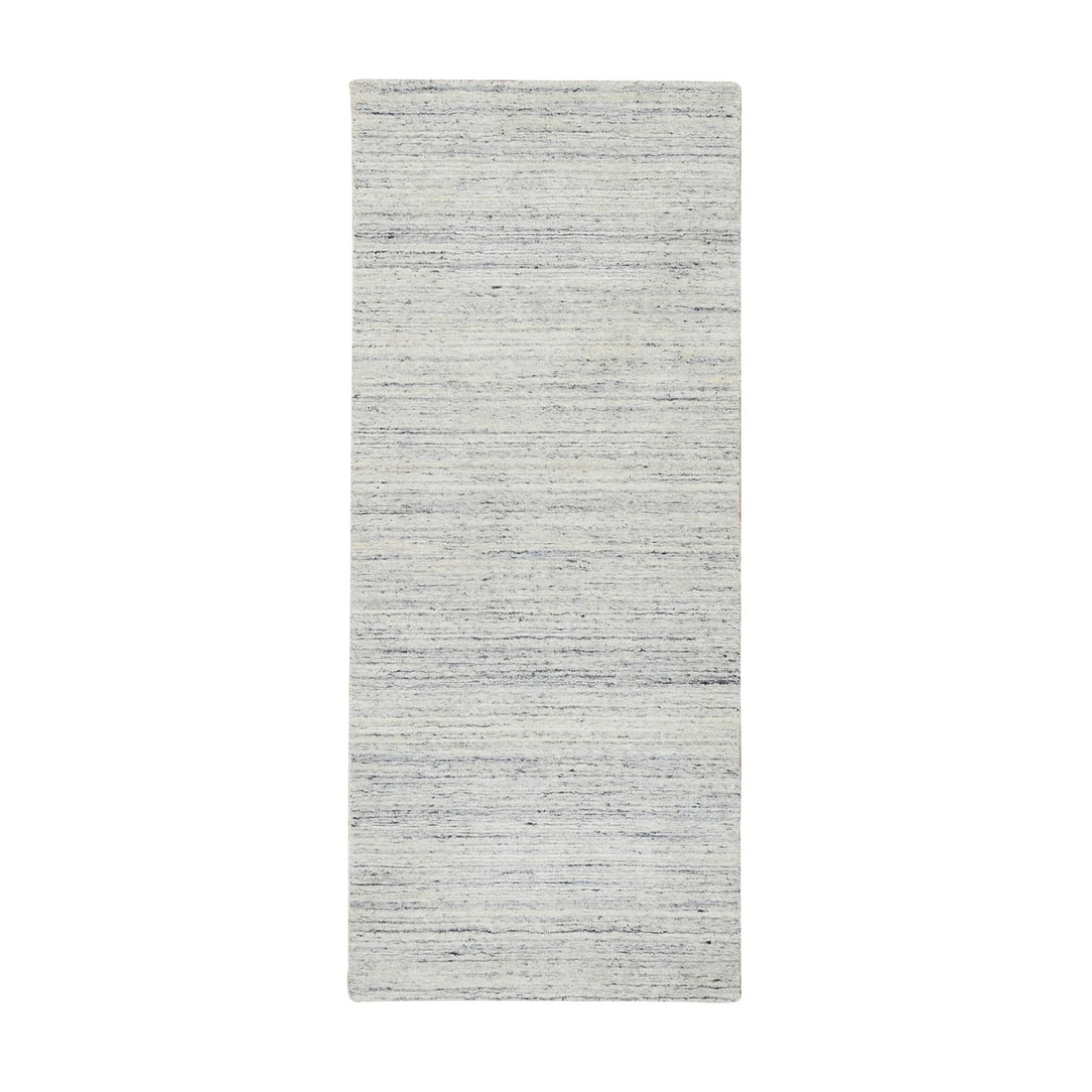 2'6"x6' Ivory Hand Loomed Plain Modern Striped Design Wool Runner Rug (1 of 8)