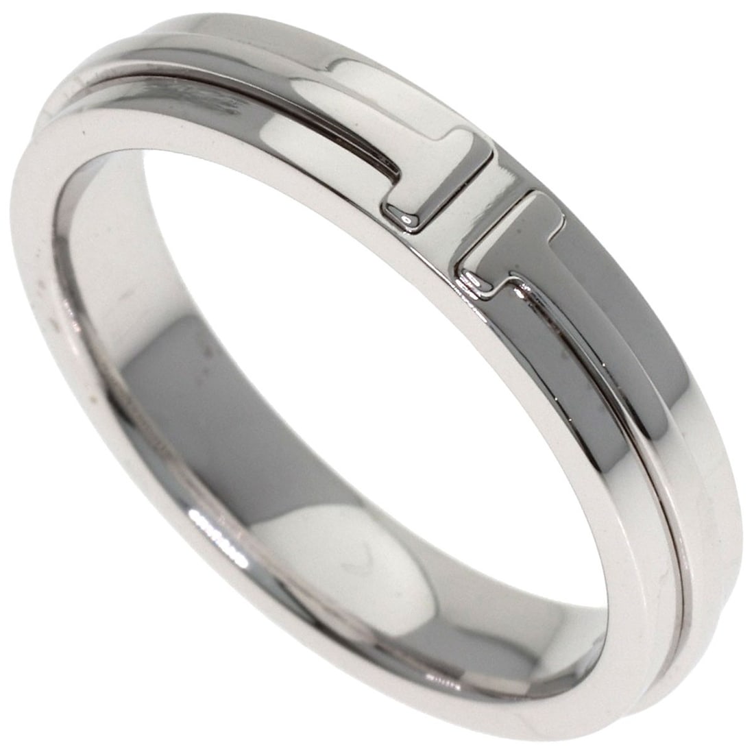 Tiffany&Co. T Narrow Ring K18 White Gold: Tiffany&Co. T Narrow Ring K18 White Gold Tiffany&Co.'s T Narrow Ring showcases K18 White Gold craftsmanship, with its sleek design and silver metal exterior. This ring features the brand's signature s