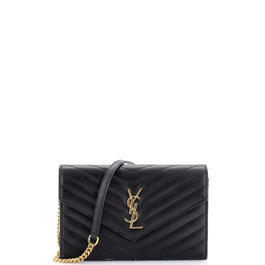 Matelasse Leather Chevron Small Classic Saint Laurent on Chain Wallet: Matelasse Leather Chevron Small Classic Saint Laurent on Chain Wallet Small Classic Saint Laurent Matelasse Chevron Leather Wallet on Chain is a stylish accessory featuring a black leather exterior
