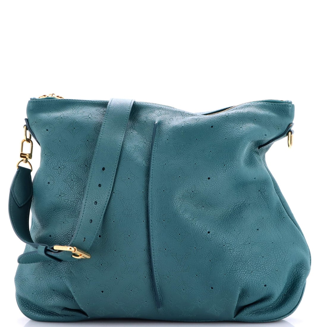 Selene Handbag Leather Louis Vuitton Mahina MM: Selene Handbag Leather Louis Vuitton Mahina MM The Selene Handbag in Mahina Leather MM features a striking green exterior with gold hardware, making it a unique and eye-catching accessory. With its