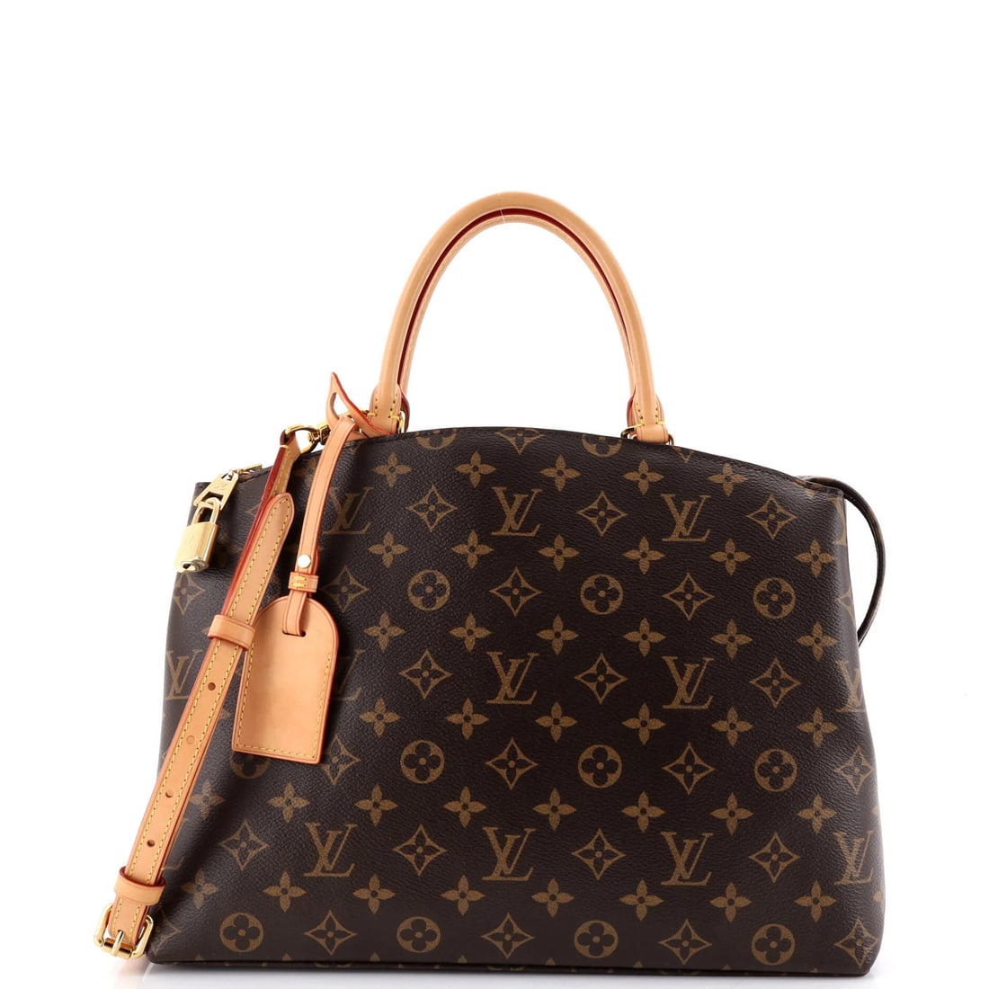 Louis Vuitton Grand Palais Handbag Monogram Canvas: Louis Vuitton Grand Palais Handbag Monogram Canvas Brown Louis Vuitton Grand Palais Handbag Monogram Canvas features a classic shoulder bag design with a canvas-coated exterior and gold hardware. The