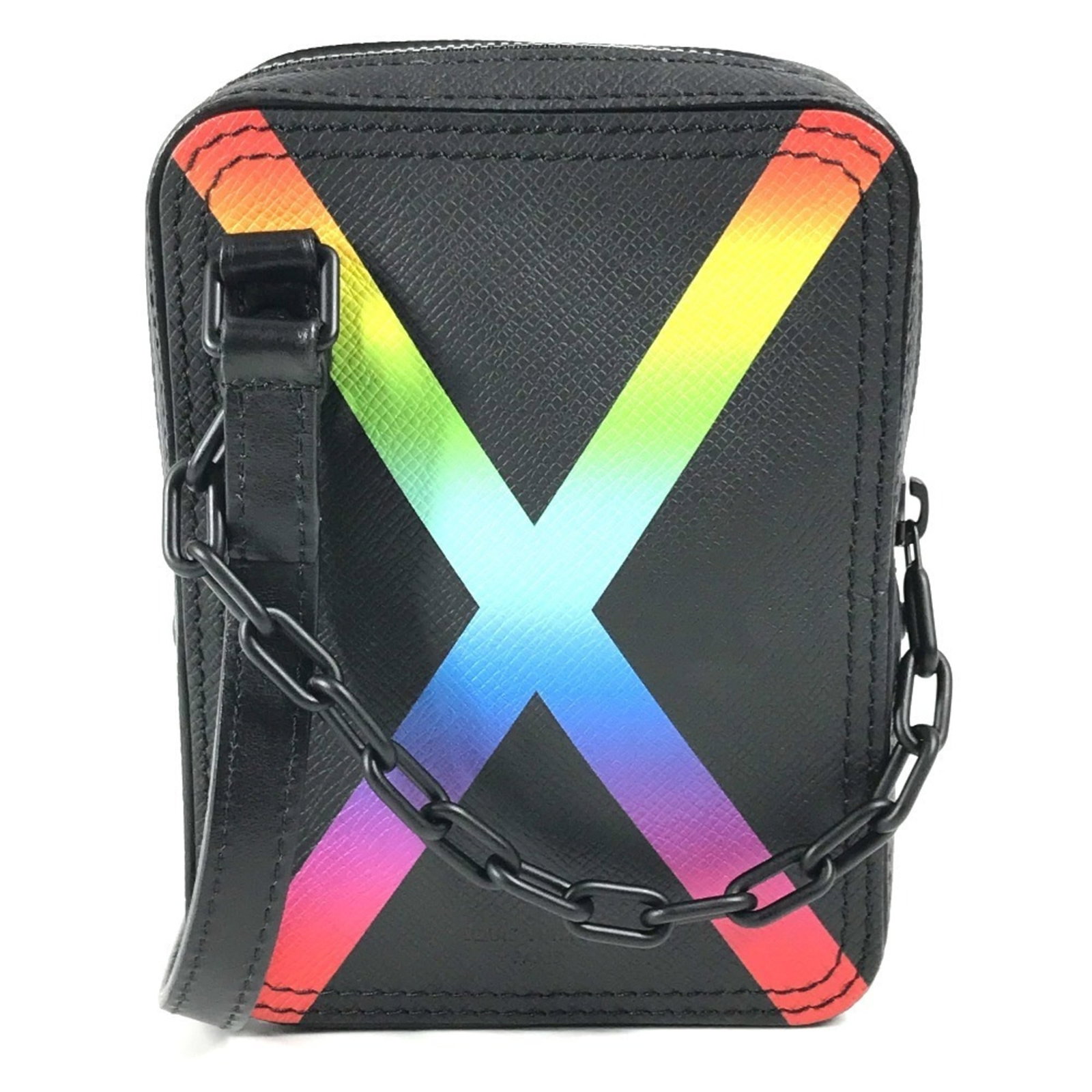 Bag Shoulder Pochette Leather Taiga Vuitton Louis: Bag Shoulder Pochette Leather Taiga Vuitton Louis Taiga leather brings a touch of sophistication to this sleek, multi-color pochette shoulder bag from Louis Vuitton. Measuring just 16cm x 12cm x 4cm,