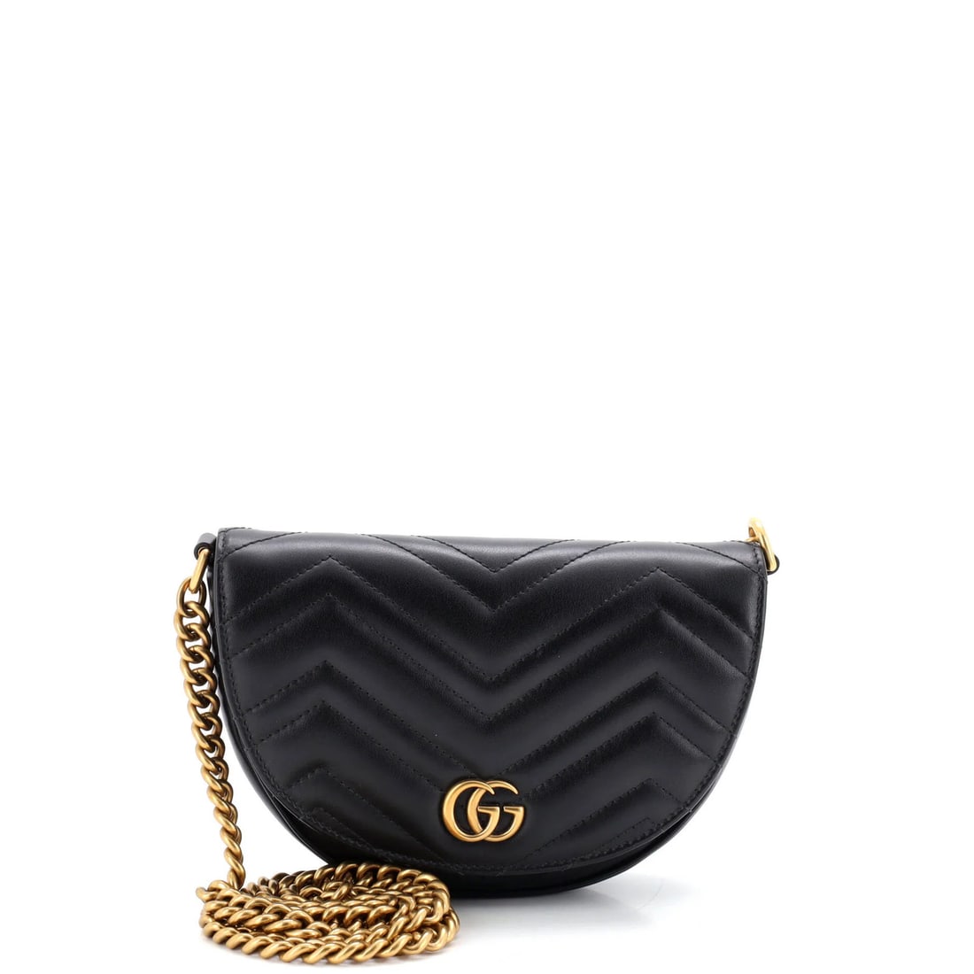 Gucci GG Marmont Half Moon Flap Crossbody Bag Matelasse Leather Mini (1 of 6)