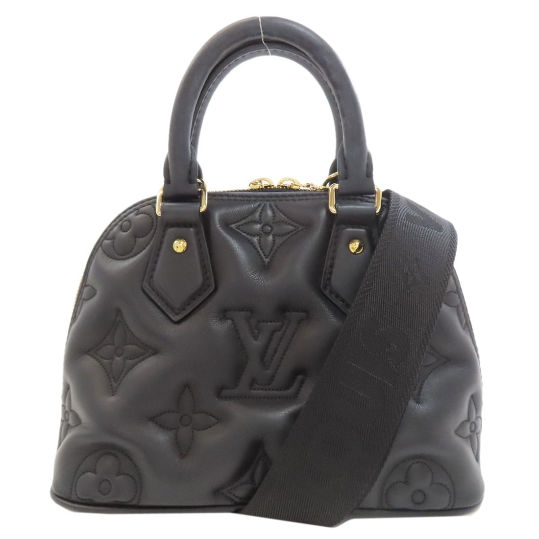 Louis Vuitton M59793 Alma Soft Bb Bubblegram Handbag Calf: Louis Vuitton M59793 Alma Soft Bb Bubblegram Handbag Calf Black calf leather Alma Soft Bb Bubblegram handbag from LOUIS VUITTON, featuring a classic design with a signature. This iconic style boasts