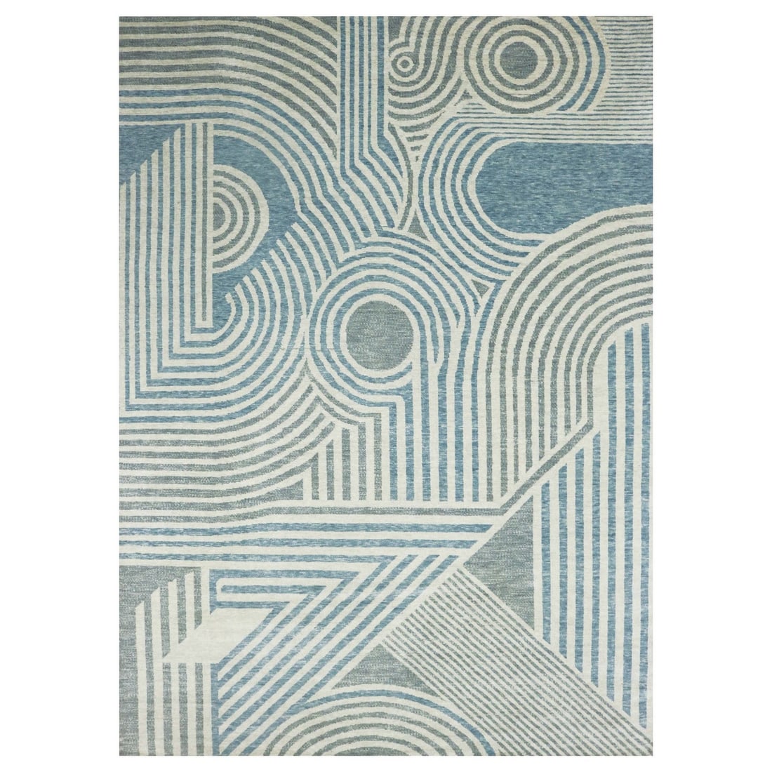 10'1"x14' Blue Wool Hand Knotted Geometric Art Deco Collection Rug (1 of 12)