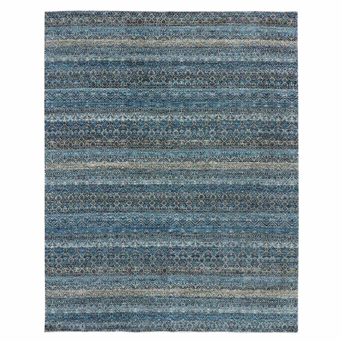 8'x10' Yale Blue Hand Knotted Kohinoor Herrita Design 100% Wool Rug: 8'x10' Yale Blue Hand Knotted Kohinoor Herrita Design 100% Wool Rug This stunning 8'x10' Yale Blue Hand Knotted Kohinoor Herrita Design rug boasts vibrant blue hues and intricate patterns, crafted