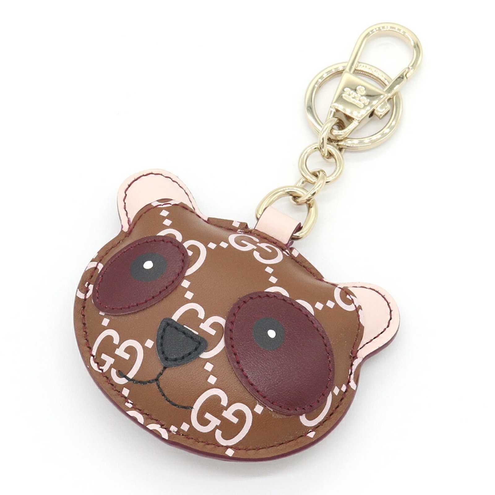 Keyring Leather Gucci: Keyring Leather Gucci This Gucci leather keyring boasts classic Italian design with a rich Bordeaux, Brown, and Light pink color palette. Crafted from high-quality leather, its sleek dimensions make i