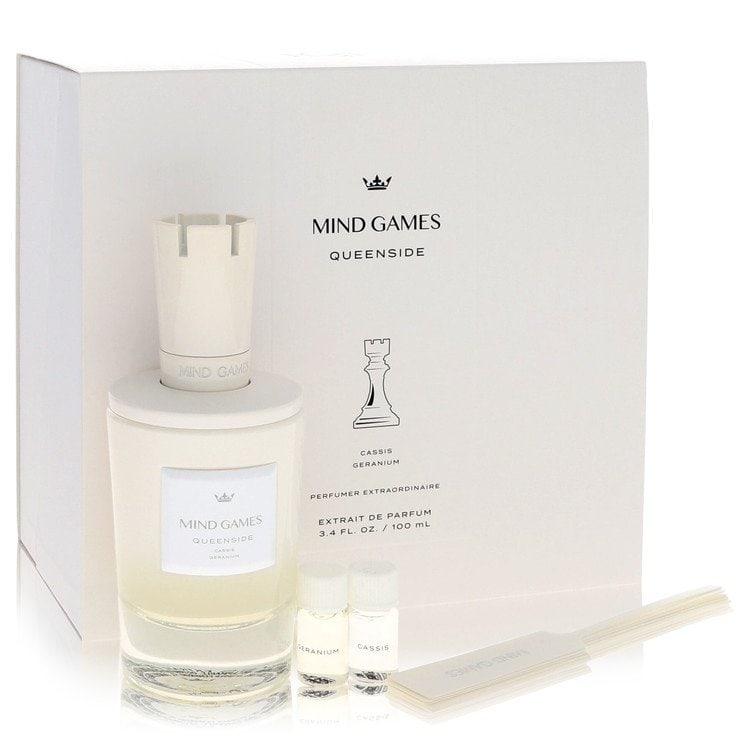Mind Games Queenside by Mind Games Gift Set -- 3.4 oz Extrait De Parfum Spray + 2 x 0.10 Mini: Mind Games Queenside by Mind Games Gift Set -- 3.4 oz Extrait De Parfum Spray + 2 x 0.10 Mini Extrait EDP + Testing Papers 3.4 oz Extrait De Parfum Spray + 2 x 0.10 Mini Extrait EDP + Testing Papers