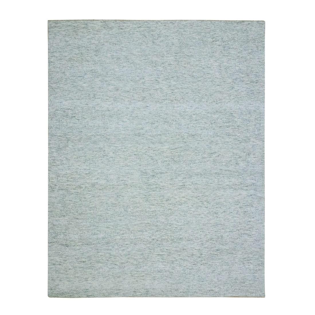 8'x10'2" Gray Pure Wool Modern Grass Design Hand Knotted Tone on Tone Rug: 8'x10'2" Gray Pure Wool Modern Grass Design Hand Knotted Tone on Tone Rug Gray Pure Wool Modern Grass Design Hand Knotted Tone on Tone Rug, measuring 122" x 310". This stunning 8'x10'2" hand-knotted