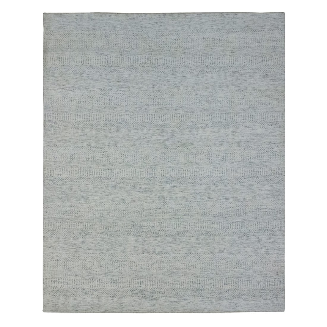 8'x9'10" Light Gray Modern Grass Design Pure Wool Hand Knotted Oriental: 8'x9'10" Light Gray Modern Grass Design Pure Wool Hand Knotted Oriental Modern Light Gray Grass Design Pure Wool Hand Knotted Oriental Rug. This stunning 8'x9'10" rug boasts a striking green field
