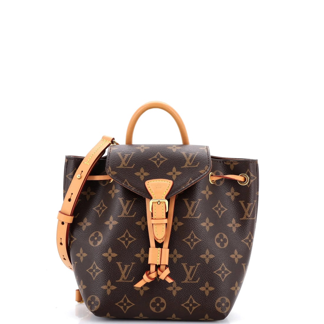 Vuitton Louis Montsouris NM Canvas Backpack Monogram BB: Vuitton Louis Montsouris NM Canvas Backpack Monogram BB Brown canvas backpack with gold hardware, featuring the iconic Louis Vuitton monogram BB design. This Montsouris NM model boasts a classic