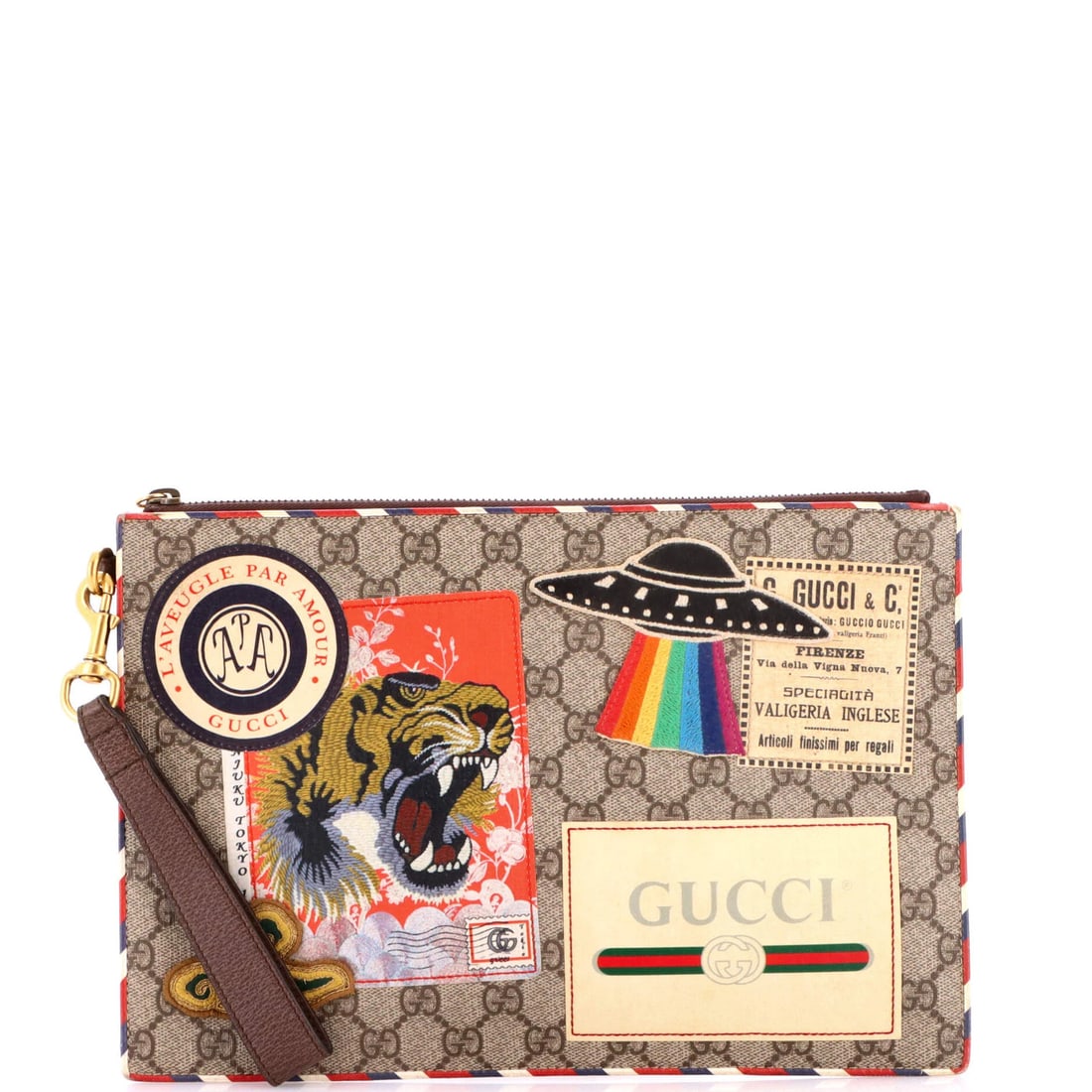 Pouch GG Coated Canvas with Applique Gucci Courrier (1 of 7)