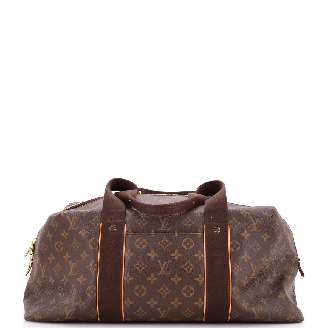 Louis Vuitton Monogram Canvas Weekender Beaubourg Bag MM: Louis Vuitton Monogram Canvas Weekender Beaubourg Bag MM Brown Louis Vuitton Monogram Canvas Beaubourg Weekender Bag MM with scuffs, creases, edge wear, and corner wear on the exterior, pilling and di