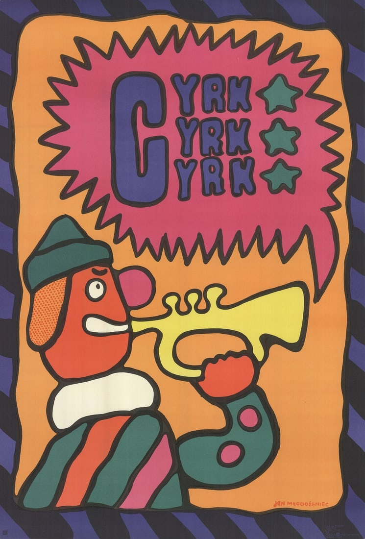 JAN MTODOZENIEC Cyrk Clown with Trumpet 38.25" x 26" Lithograph 1969 Vintage Mul: JAN MTODOZENIEC Cyrk Clown with Trumpet 38.25" x 26" Lithograph 1969 Vintage Mul Item Specifics: Artist: Jan Mtodozeniec Brand: Mtodozeniec Jan Country/Region Of Origin: Poland Exact Year: 1969 Height