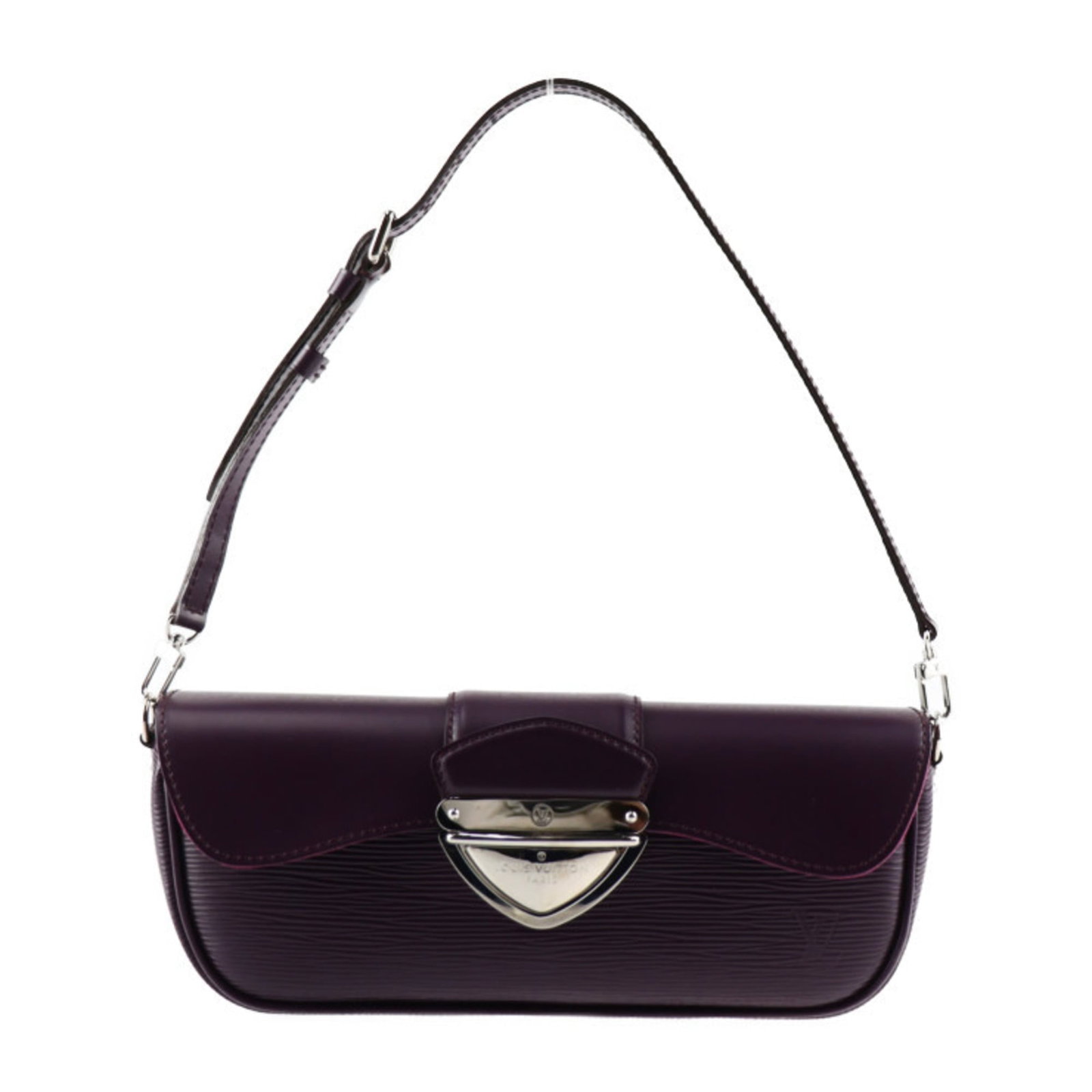 Louis Vuitton Clutch Bag Handbag Pochette Shoulder Bag Leather: Louis Vuitton Clutch Bag Handbag Pochette Shoulder Bag Leather Cassis leather Louis Vuitton clutch bag features silver hardware and a shoulder strap, making it a stylish accessory for both men and