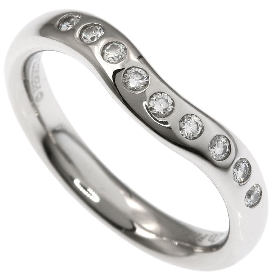 Tiffany&Co. Curved Band Diamond Ring Platinum Pt950 (1 of 8)