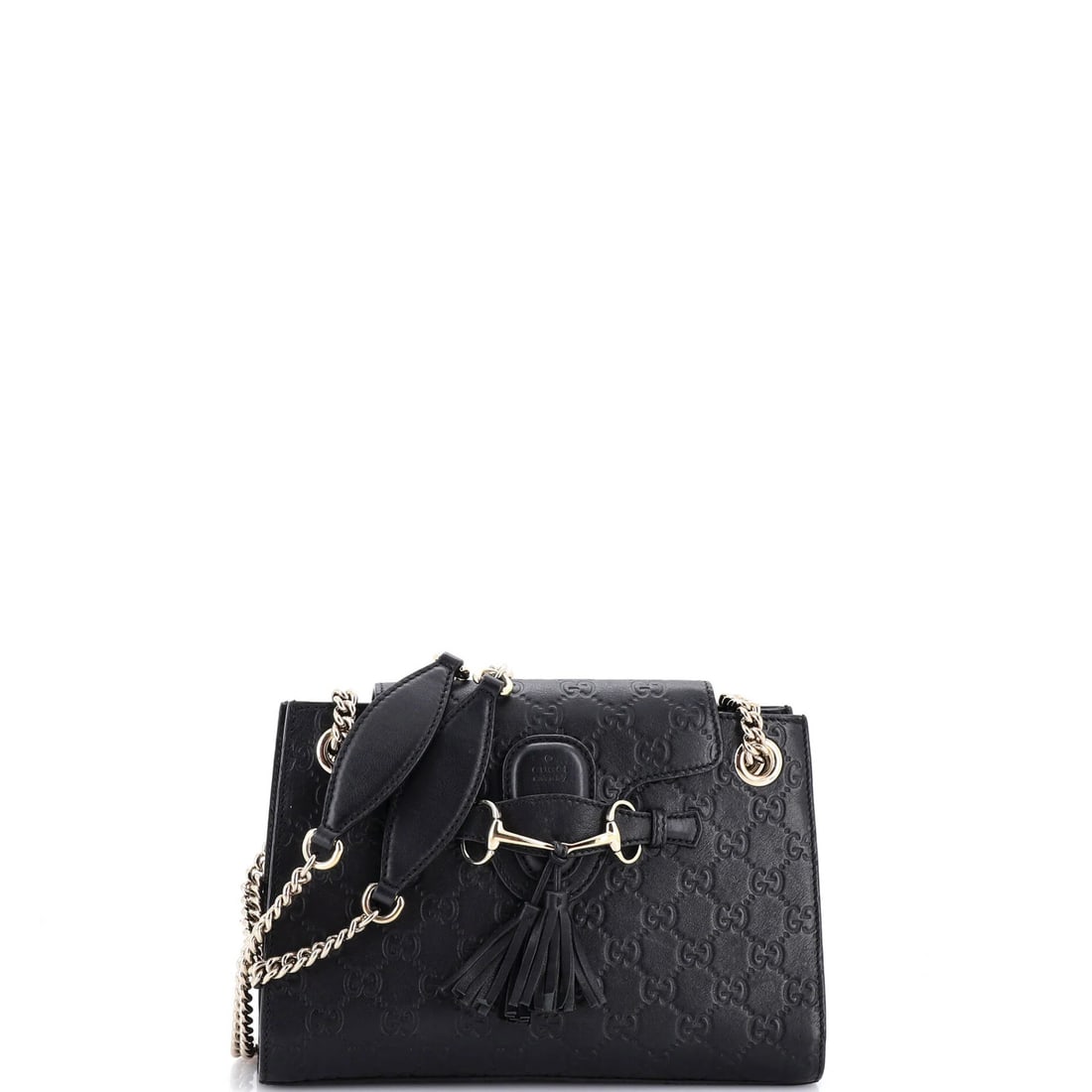 Small Gucci flap chain shoulder bag leather: Small Gucci flap chain shoulder bag leather Small Gucci Emily Chain Flap Shoulder Bag in Black Leather. This Guccissima leather small shoulder bag features a chain flap closure and gold tone