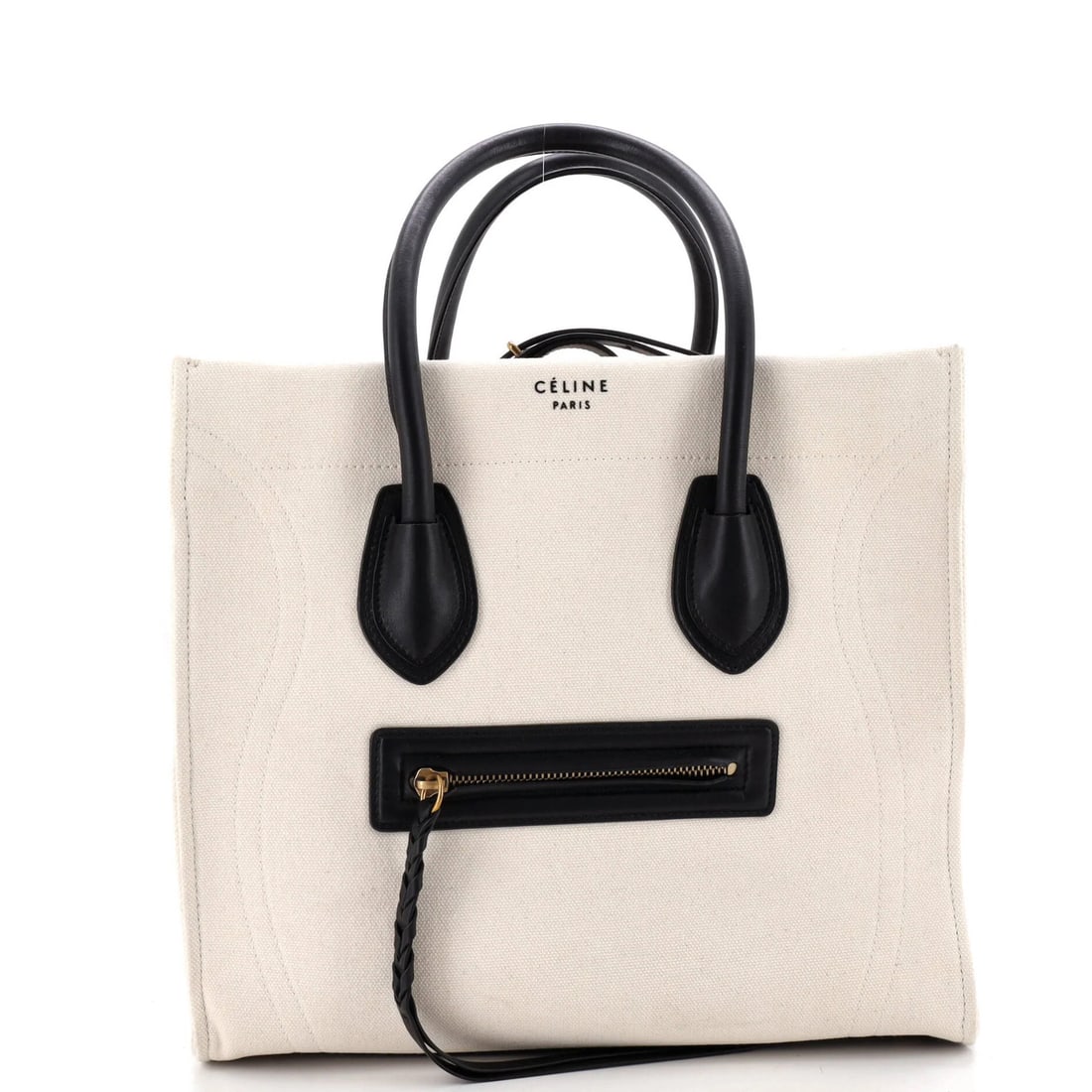 Canvas bag phantom medium: Canvas bag phantom medium Canvas bag in neutral color, medium size with gold hardware, bearing a signature. The bag has a classic totes style and features a canvas exterior with minor glue stains and