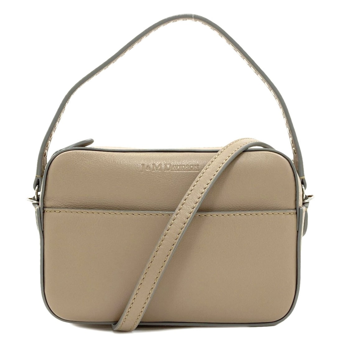 J&M Davidson 2Way Handbag Leather: J&M Davidson 2Way Handbag Leather Beige leather handbag from J&M Davidson, featuring a classic design with a timeless aesthetic. Made from high-quality leather, this bag exudes sophistication and