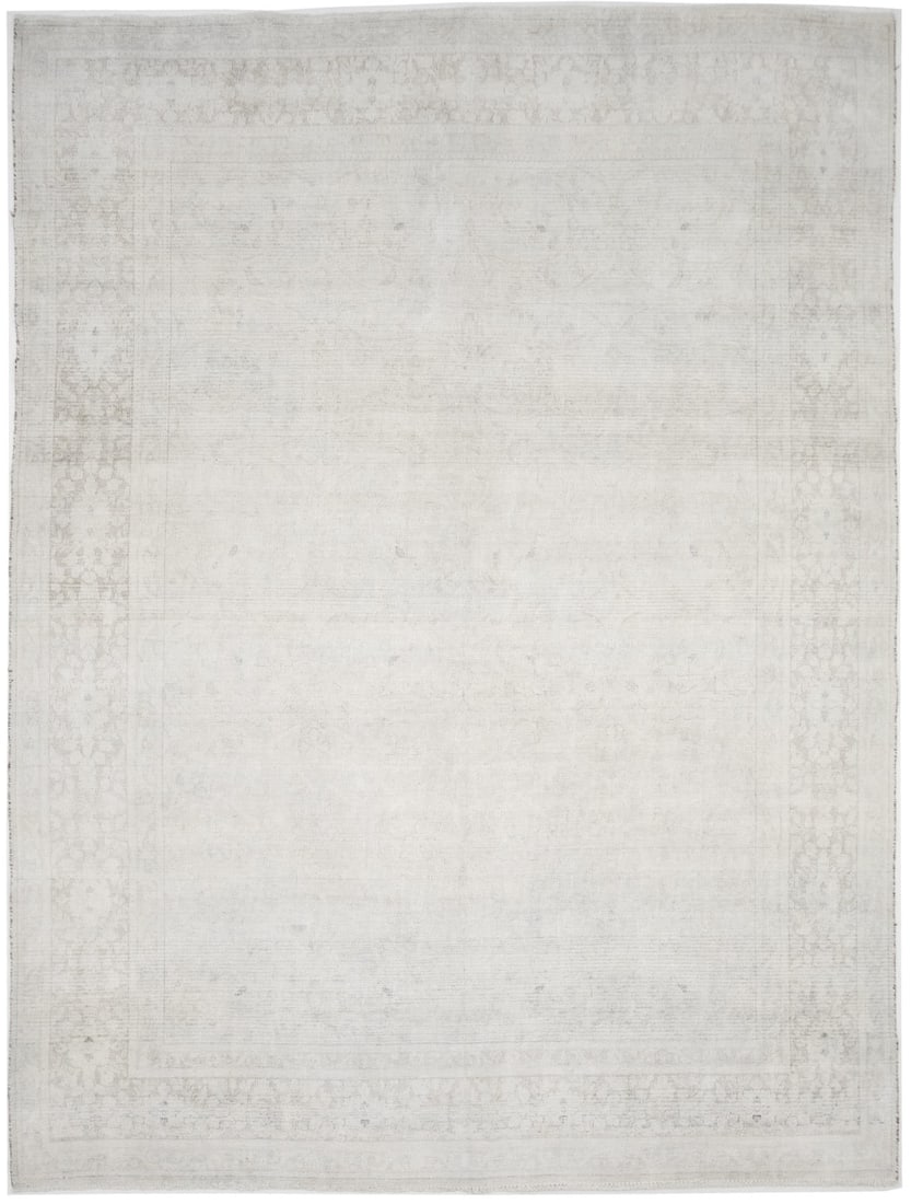 Handmade Antique Large Oriental Rug Muted Floral Distressed Carpet 9'8X12'4 Ft Hand-Knotted (1 of 13)