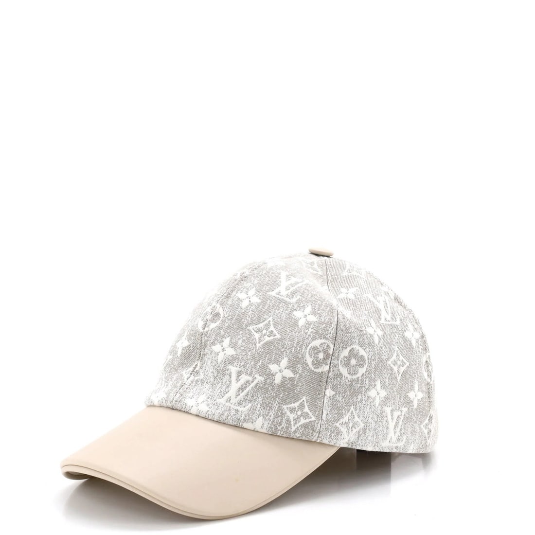 Louis Vuitton Baseball Cap Monogram Jacquard Leather Denim: Louis Vuitton Baseball Cap Monogram Jacquard Leather Denim Neutral-colored Louis Vuitton Baseball Cap features Monogram Jacquard Denim and Leather, with a great condition despite minor scuffs and