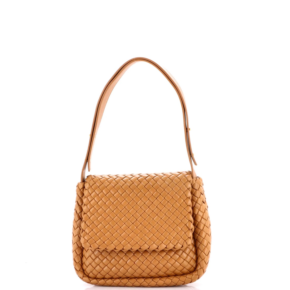 Padded leather shoulder bag cobble flap small Intrecciato Bottega Veneta: Padded leather shoulder bag cobble flap small Intrecciato Bottega Veneta Small Padded Leather Cobble Flap Shoulder Bag from Bottega Veneta Features Intrecciato Leather and Aged Gold Hardware. This neu