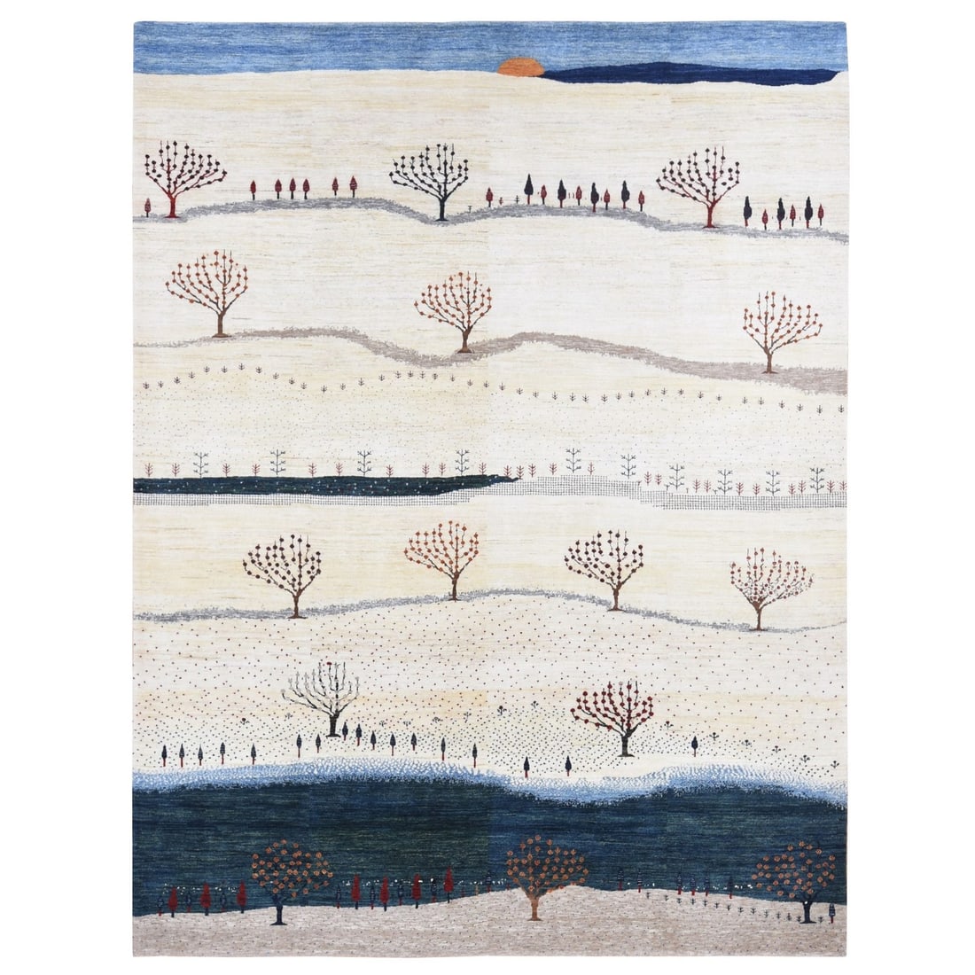 9'x12' Ivory Hand Knotted Modern Design Soft and Plush Wool Oriental Rug: 9'x12' Ivory Hand Knotted Modern Design Soft and Plush Wool Oriental Rug Soft and plush, this 9'x12' ivory hand knotted wool Oriental rug boasts a modern design with subtle nuances. Made from