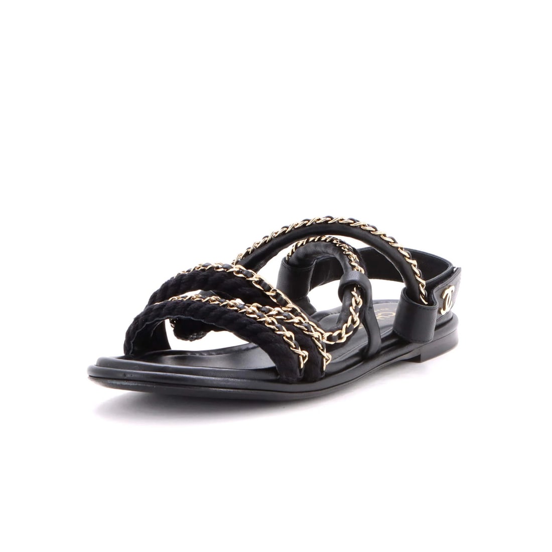 Chanel Women's Chain CC Slingback Sandals Braided Cord and Leather (1 of 6)
