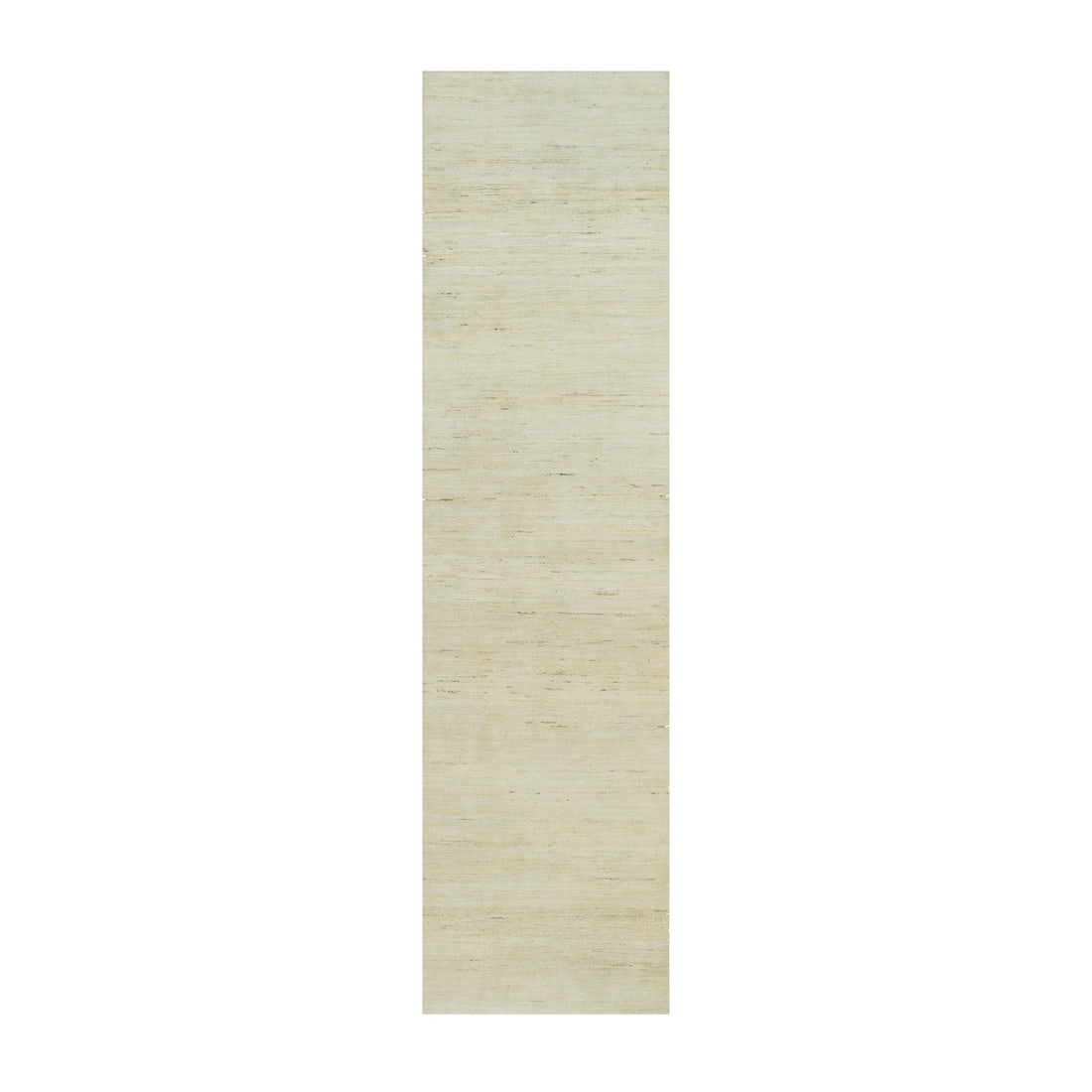 2'7"x10' Navajo White Hand Knotted Plain Design Thick and Plush Wool Rug (1 of 8)