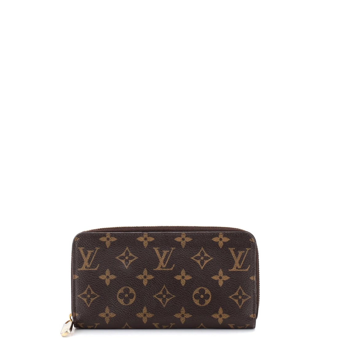 Louis Vuitton Zippy Monogram Wallet Canvas: Louis Vuitton Zippy Monogram Wallet Canvas Brown canvas zipped wallet with iconic monogram pattern, featuring gold hardware and leather interior. The exterior shows signs of wear, including light crea