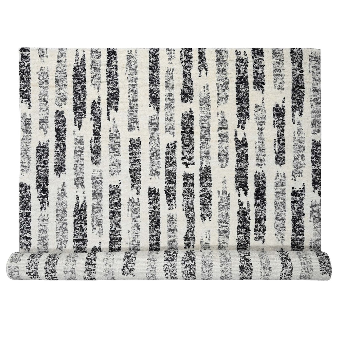 12'x17'9" Black Modern Design Wool Hand Knotted Oversized Rug (1 of 11)