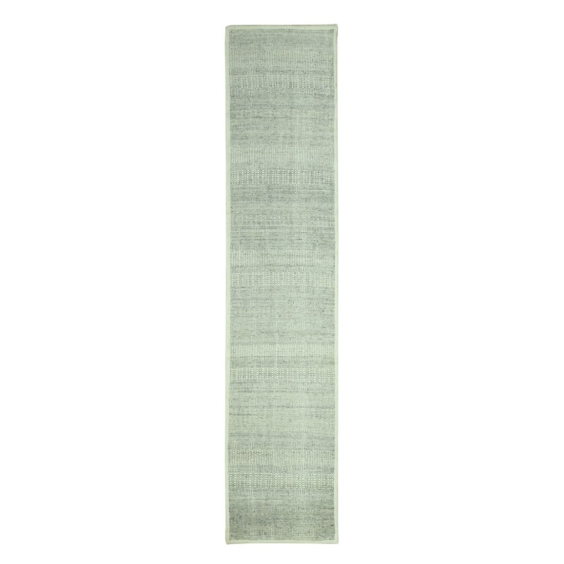 2'7"x12'1" Gray Hand Knotted Rug Oxidized Grass Design Wool Runner (1 of 7)