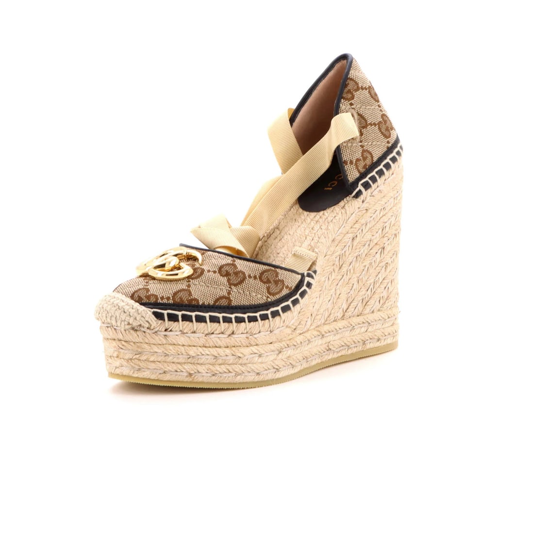 Gucci Women's GG Marmont Wedge Espadrilles Diagonal Quilted GG Canvas (1 of 5)