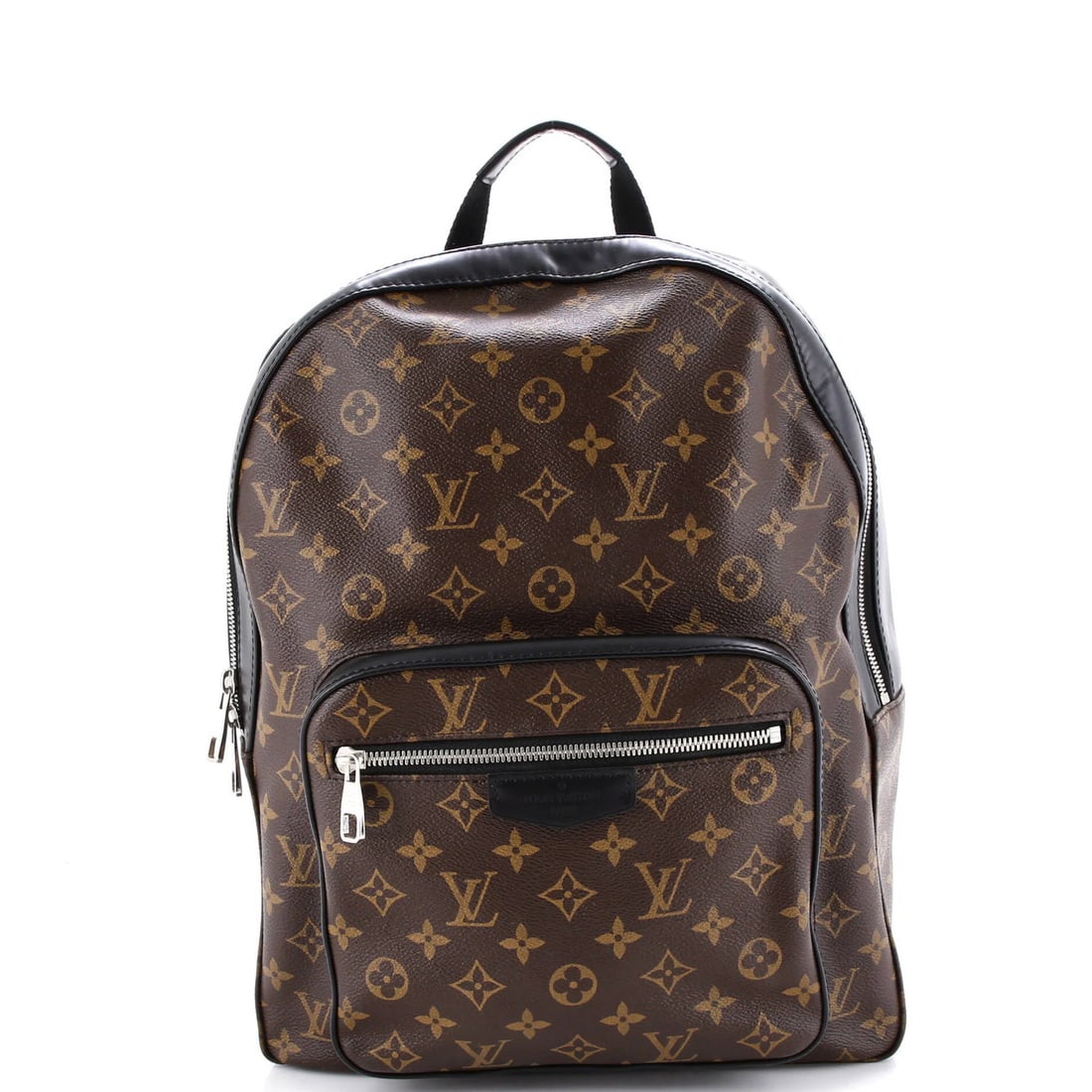 Josh backpack Macassar canvas Louis Vuitton: Josh backpack Macassar canvas Louis Vuitton Black Macassar canvas Louis Vuitton Josh backpack with scuffs, creases, and edge wear on the exterior. The interior features a black fabric lining, while