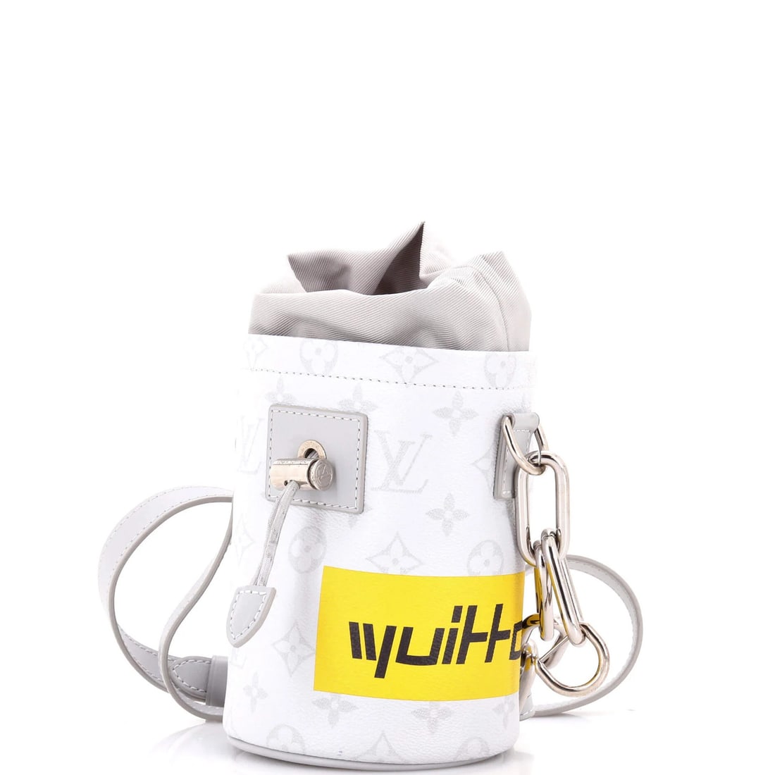Canvas Story Monogram Nano Logo Edition Bag Limited Vuitton Louis: Canvas Story Monogram Nano Logo Edition Bag Limited Vuitton Louis Canvas Story Monogram Nano Logo Edition Bag in Gray with Chalk Finish, featuring a unique bucket style and limited edition logo. This