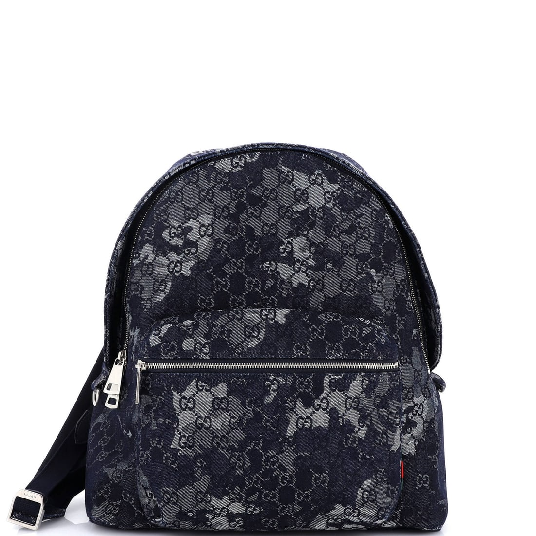 Camouflage Denim Front Zip Pocket Gucci Backpack (1 of 5)