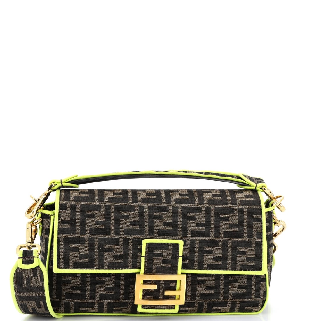 Fendi medium canvas zucca bag baguette nm: Fendi medium canvas zucca bag baguette nm Fendi's medium canvas zucca bag, Baguette NM, boasts a classic design with a timeless appeal. The brown and yellow color combination adds a touch of