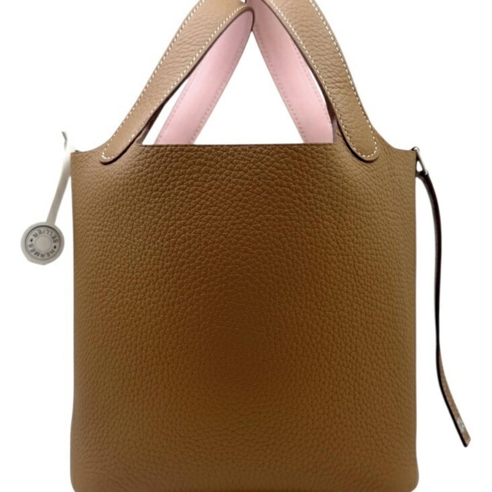 Hermes Handbag Taurillon Clemence Leather: Hermes Handbag Taurillon Clemence Leather Taurillon Clemence leather from the renowned French fashion house Hermes, offering exceptional craftsmanship and timeless elegance. This gold and rose sakura 