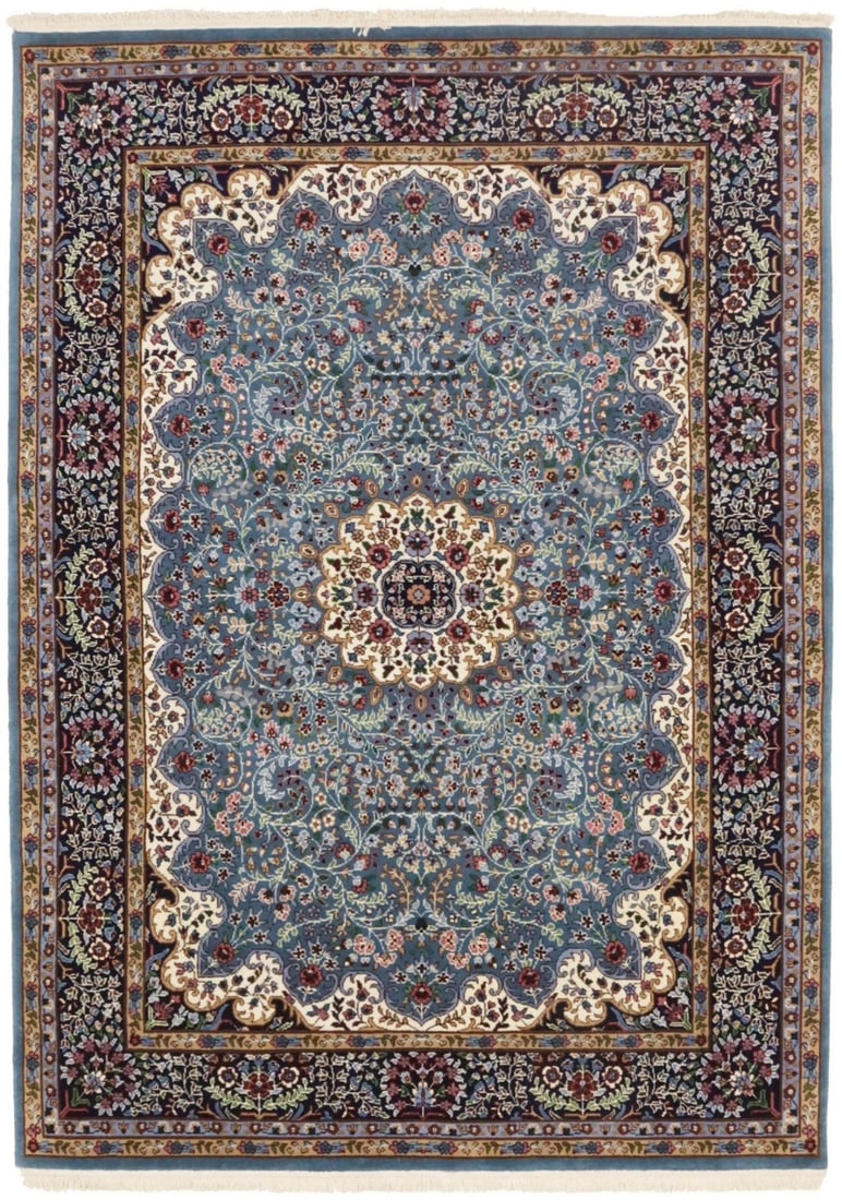 6X8 Handmade Oriental Rug New Classic Kirman Floral Design Home Studio Carpet Hand-Knotted: 6X8 Handmade Oriental Rug New Classic Kirman Floral Design Home Studio Carpet Hand-Knotted Hand-knotted in wool, this 6x8 handmade Oriental rug boasts a stunning floral design in rich colors. Its high