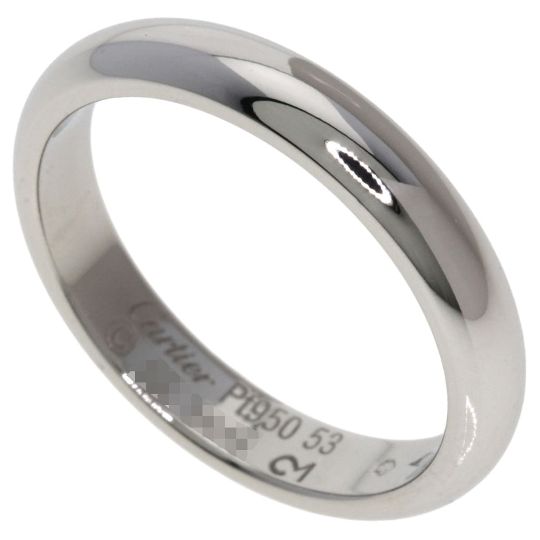 Pt950 Cartier Platinum Wedding Ring: Pt950 Cartier Platinum Wedding Ring Pt950 Cartier Platinum Wedding Ring. This platinum ring features a silver finish, with no main stone, and bears the hallmark of Pt950 purity. The ring's elegant des
