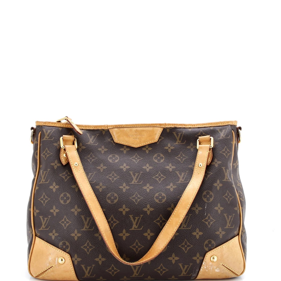 Louis Vuitton Estrela Handbag Monogram Canvas MM: Louis Vuitton Estrela Handbag Monogram Canvas MM Brown Louis Vuitton Estrela Handbag Monogram Canvas MM features a classic totes design with a signature monogram pattern. Measuring 11" in height and 1