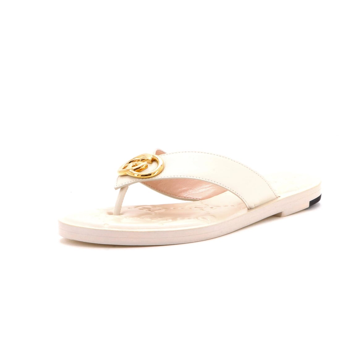 Women's Sandals GG Leather Embossed Thong G Interlocking Nadeline Gucci (1 of 5)