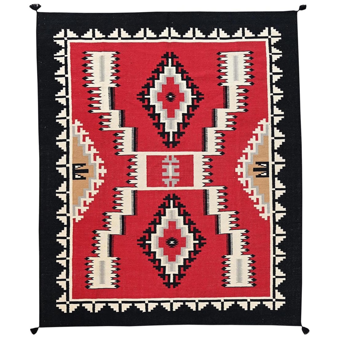 8'3"x10' Red Southwest Geometric Design Hand Woven Flat Weave Pure Wool Rug (1 of 7)